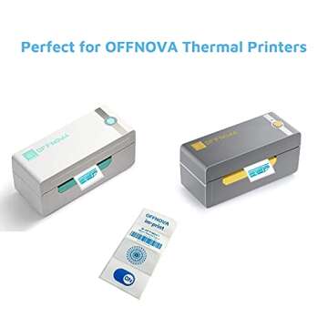 OFFNOVA 2.25” x 1.25” Thermal Direct Labels, Roll of 500 Sheets Personalized Sticker Labels, Prints Out Turquoise Blue Letters and Patterns