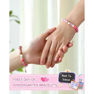 PINKDODO Back to School First Day of Kindergarten Bracelet Mommy and Me First Day of School Bracelet...