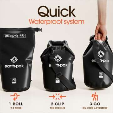 Earth Pak Waterproof Dry Bag - Roll Top Waterproof Backpack Sack Keeps Gear Dry for Kayak with Waterproof Phone Case
