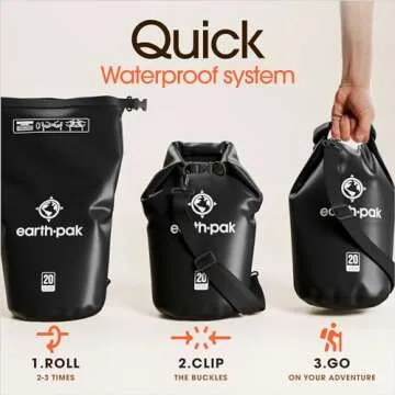 Earth Pak Waterproof Dry Bag - Roll Top Waterproof Backpack Sack Keeps Gear Dry for Kayak with Waterproof Phone Case