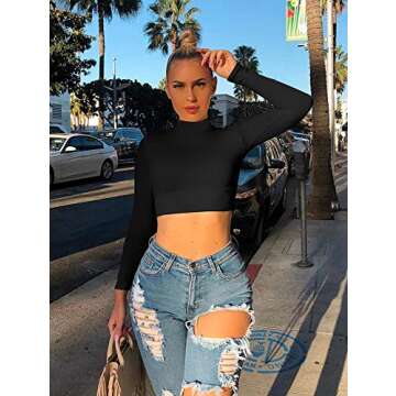 LAGSHIAN Long Sleeve Crop Top for Stylish Women