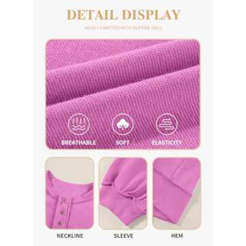 Eytino Women Plus Size Sweatshirts Casual Long Sleeve Button Henley Neck Oversized Pullover Tops Outfits,2X Phalaenopsis