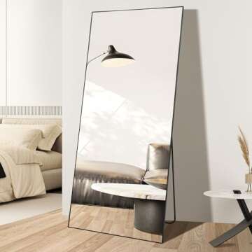 ENJOYBASICS 71"x32" Full Length Mirror with Stand, Large Full Size Body Mirror Hanging or Leaning Ag...