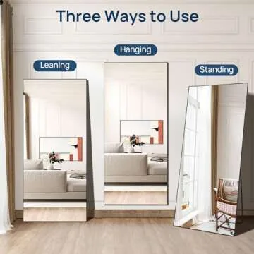 ENJOYBASICS 71"x32" Full Length Mirror with Stand, Large Full Size Body Mirror Hanging or Leaning Against Wall, Aluminum Alloy Wall Mirror, Floor Mirror for Bedroom Living Room Dressing Room, Black