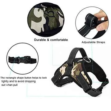 Santune Dog Harness No Pull for Small Dogs Walking Heavy Duy Adjustable Chest Vest Reflective Pet Training Harnesses with Handle(Army Green,S)