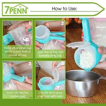 7Penn Food Bag Clips - Seal & Pour Storage Set 4pk