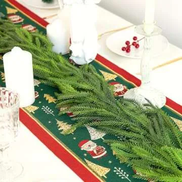 2 Pcs Christmas Norfolk Pine Garland- 6 Ft Dense Norfolk Pine Realistic Touch Garland- Artificial Pine Greenery Garlands for Christmas Holiday Mantle Fireplace Table Home Decor