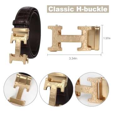 Aurolran Men&Womens Leather Dress Belt Business Automatic Buckle Belt Color:Black Silver Gold