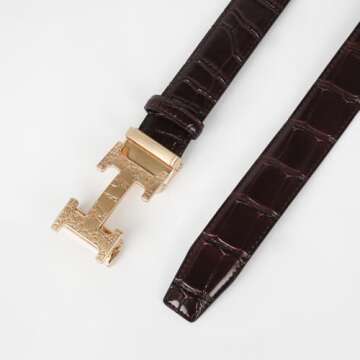 Aurolran Men&Womens Leather Dress Belt Business Automatic Buckle Belt Color:Black Silver Gold