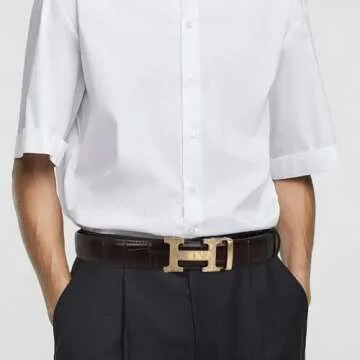 Aurolran Men&Womens Leather Dress Belt Business Automatic Buckle Belt Color:Black Silver Gold