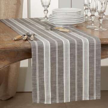 Elegant Striped Cotton Table Runner for Memorable Dining Experiences