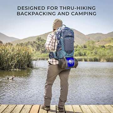 Hyke & Byke Eolus 30 F Hiking & Backpacking Sleeping Bag - 3 Season, 800FP Goose Down Sleeping Bag - Ultralight - Blue/Lime Green - 78in - Regular