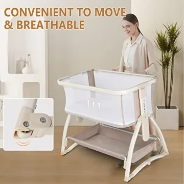 JOYMOR Bedside Sleeper Bassinet - Safe & Adjustable Crib