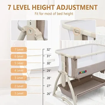 JOYMOR Bedside Sleeper Bassinet - Safe & Adjustable Crib