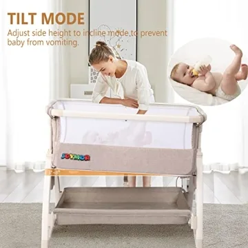 JOYMOR Bedside Sleeper Bassinet - Safe & Adjustable Crib