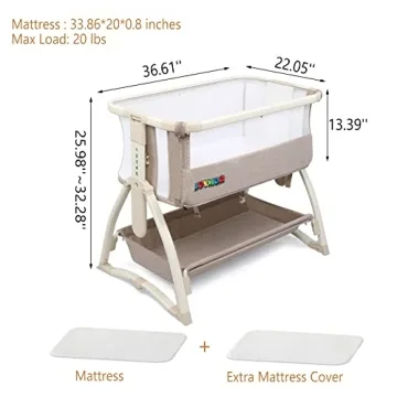JOYMOR Bedside Sleeper Bassinet - Safe & Adjustable Crib