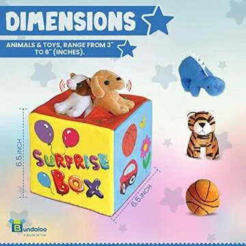 Bundaloo Surprise Box with 8 Plush Toys - Soft Sensory Playset of Stuffed Animals with Sounds for Ba...