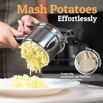 PriorityChef Large 15oz Potato Ricer With 3 Discs, Heavy Duty Stainless Steel Potato Ricer for Mashe...