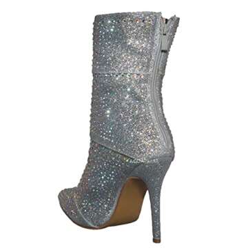 Aquapillar Rhinestone Studded Stiletto Booties for Women
