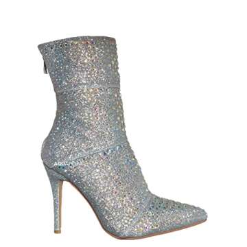 Aquapillar Rhinestone Studded Stiletto Booties for Women