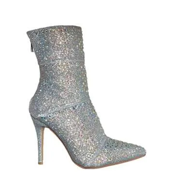 Aquapillar Rhinestone Studded Stiletto Booties for Women
