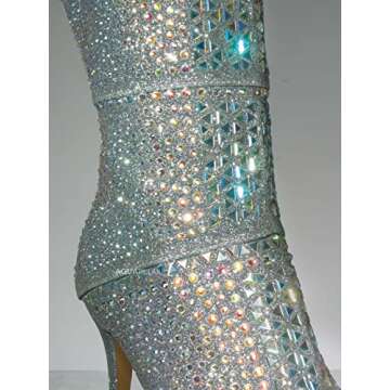 Aquapillar Rhinestone Studded Stiletto Booties for Women
