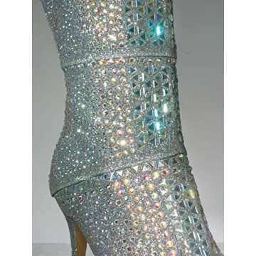 Aquapillar Rhinestone Studded Stiletto Booties for Women
