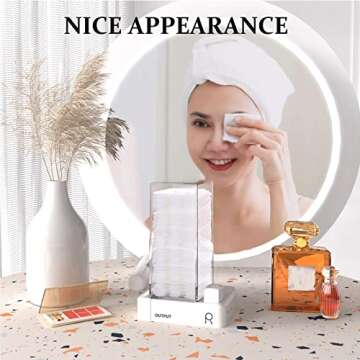 Automatic Cotton Pad Dispenser,Cotton Pad Holder,Bathroom Press Out Cotton Square Holder,Cosmetic Makeup Cotton Pads Organizer for Lint Free Nail Wipes (White)