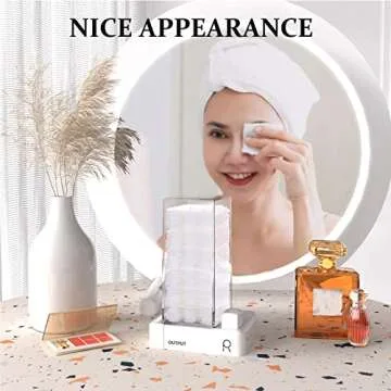 Automatic Cotton Pad Dispenser,Cotton Pad Holder,Bathroom Press Out Cotton Square Holder,Cosmetic Makeup Cotton Pads Organizer for Lint Free Nail Wipes (White)