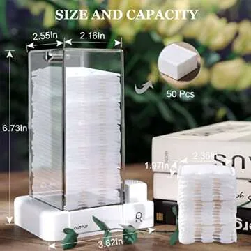 Automatic Cotton Pad Dispenser,Cotton Pad Holder,Bathroom Press Out Cotton Square Holder,Cosmetic Makeup Cotton Pads Organizer for Lint Free Nail Wipes (White)