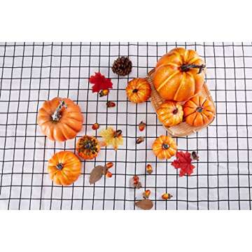 Artmag 8 Pcs Assorted Sizes Harvest Orange Artificial Pumpkins for Fall Halloween Thanksgiving Decorating Embellishing and Displaying