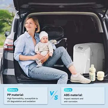 NXONE White Mini Fridge,8 Can/6 Liter Small Refrigerator,110VAC/ 12V DC Portable Thermoelectric Cooler and Warmer Freezer Skincare Desk Little Tiny fridge for Cosmetics,Foods, Bedroom,Dorm,Office,Car