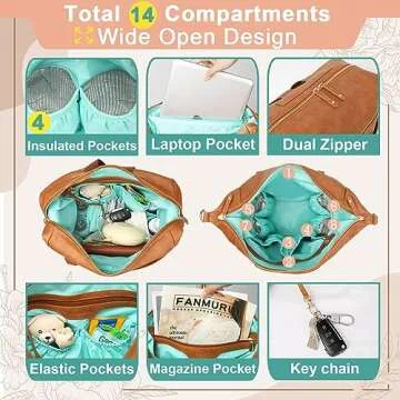 MOMINSIDE Stylish Leather Diaper Bag Backpack with Pockets