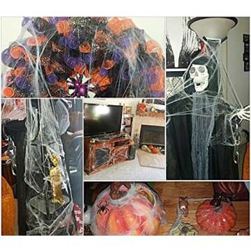 AOSTAR Halloween Spider Webs Decorations - 700sqft Halloween Stretch Spider Webs Indoor & Outdoor Spooky Webbing Decor, Super Stretch Cobwebs with 50 Fake Spiders for Halloween Decorations