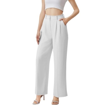 SASSY ZOEY Wide Leg Pants for Women | High Waisted Trousers with Pockets | Comfortable Work Pants fo...