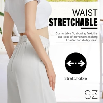 SASSY ZOEY Wide Leg Pants for Women | High Waisted Trousers with Pockets | Comfortable Work Pants for Women | Business Casual Pants for Women | Women's Pants and Sizes White Summer