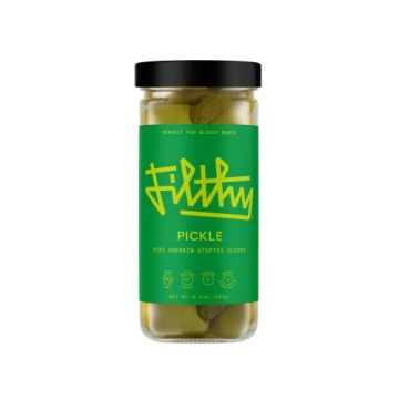 Filthy Pickle Stuffed Olives for Drinks - 8.5 Oz Delicious Jar