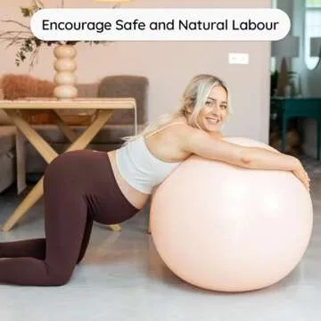 BABYGO® Birthing Ball for Pregnancy & Labor + Our Award Winning Book - Exercise, Birth & Recovery Plan, 5X Stronger Than a Yoga Ball with Eco Friendly Material (Nude, 55cm)