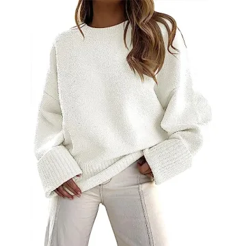 ANRABESS Women's Oversized Crewneck Long Sleeve Fuzzy Knit Casual Chunky Warm 2024 Fall Pullover Swe...