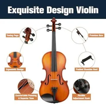 Mendini 4/4 Full Size Violin Kit for Beginners - Premium Quality