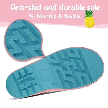 K KomForme Kids Waterproof Printed Rain Boots with Handles