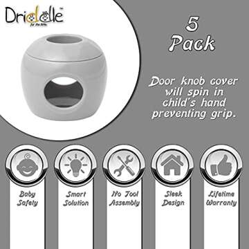 Driddle New Door Knob Safety Cover - 5 Pack for Kids Safety