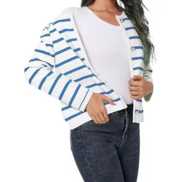 LATAHUO Women's Trendy Striped Cardigan Sweater