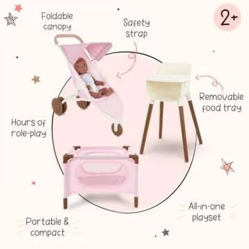 LullaBaby – 14-inch Baby Doll Accessory Bundle – Nursery Care Set – High Chair, Playpen & Jogger Stroller – Pretend Play Toys – Kids Ages 2 & Up – Baby Doll Nursery Playset