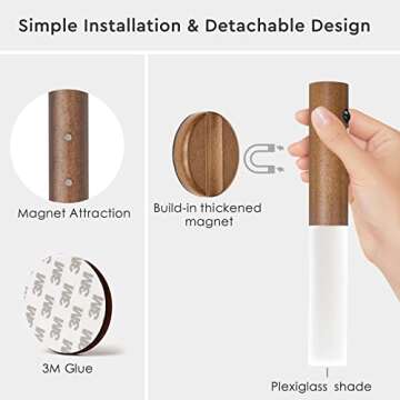 Montford Wall Sconces Set of Two Battery Operated, Motion Sensor Night Light Magnetic Wall Light Rec...