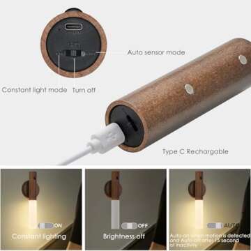 Montford Wall Sconces Set of Two Battery Operated, Motion Sensor Night Light Magnetic Wall Light Rechargeable Wall Sconce, Peel and Stick Sconce Lights for Hallway