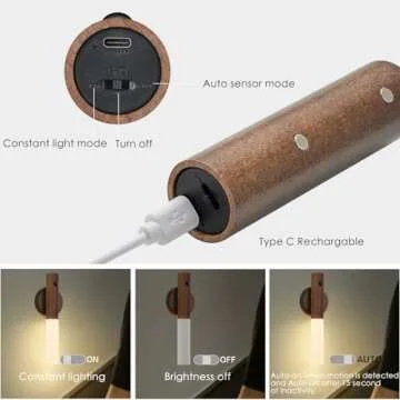 Montford Wall Sconces Set of Two Battery Operated, Motion Sensor Night Light Magnetic Wall Light Rechargeable Wall Sconce, Peel and Stick Sconce Lights for Hallway