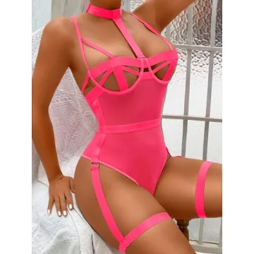 Kaei&Shi Sexy Teddy Lingerie Glow In The Dark Bodysuit