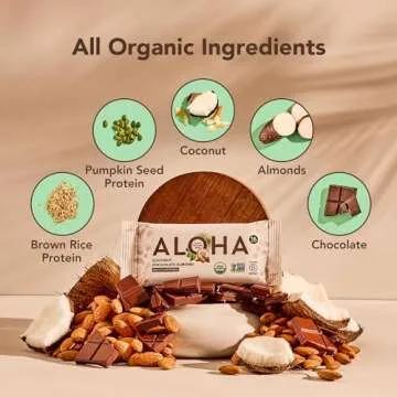 ALOHA Vegan Protein Bars - Chocolate Coconut Almond - 12 Count