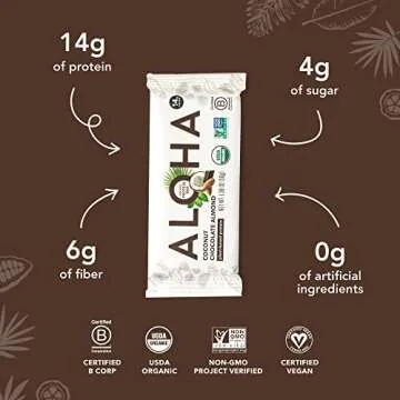 ALOHA Vegan Protein Bars - Chocolate Coconut Almond - 12 Count